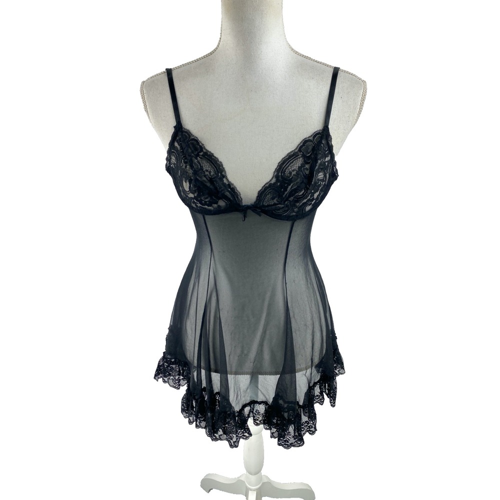 Andrea Kristoff for Escante Vtg 80s Lingerie Size S Intimate‎ Nighty Lace Sheer